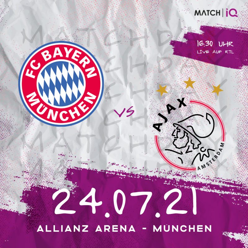 Match IQ richtet „Audi Football Summit“ aus: Der FC Bayern München im Top-Duell mit Ajax Amsterdam am 24. Juli 2021 in der Allianz Arena, München.